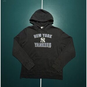 Vtg New York Yankees Hoodie Sweatshirt Men's Size Medium Majestic Black Baseball